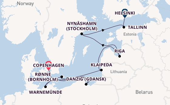 Baltic Sea from Copenhagen, Denmark with the Norwegian Jewel