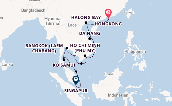 Südostasien ab Hongkong, China auf der Noordam