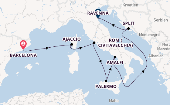 Westliches Mittelmeer ab Barcelona, Spanien auf der Mariner of the Seas