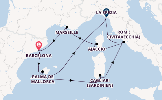 Westliches Mittelmeer ab Barcelona, Spanien auf AIDAcosma