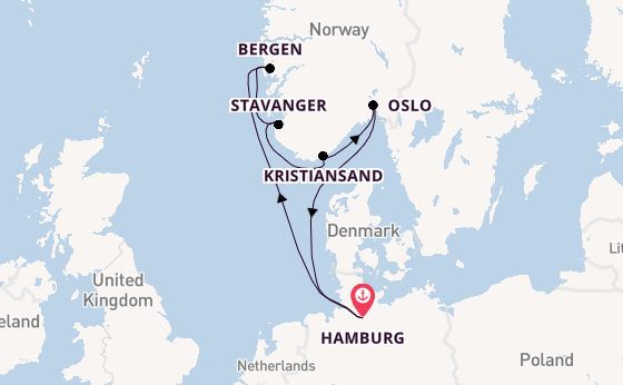 Noorwegen vanaf Hamburg, Duitsland met de Artania