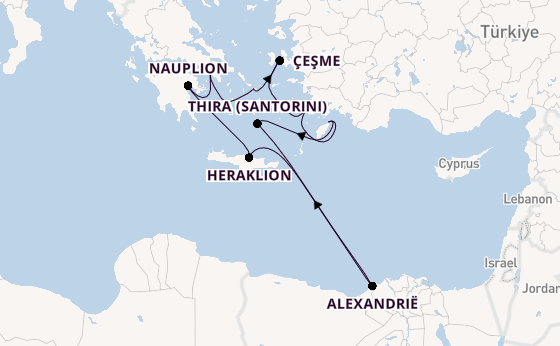 Oostelijke Middellandse Zee vanaf Athene (Piraeus), Griekenland met de Silver Nova