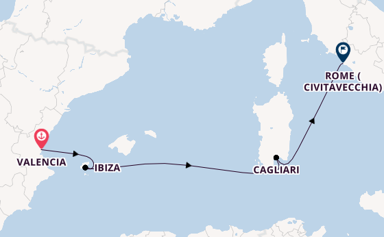 Western Mediterranean from Valencia, Spain with the MSC Musica