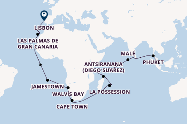 Indian Ocean from Singapore, Singapore with the Seabourn Quest