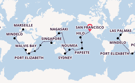 Wereldreizen vanaf San Francisco, Verenigde Staten met de Costa Deliziosa