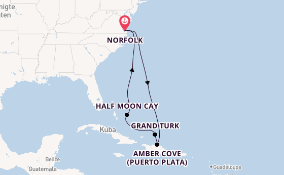 Karibik ab Norfolk, USA auf der Carnival Freedom 