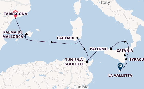 Westelijke Middellandse Zee vanaf Tarragona, Spanje met de Le Dumont-d'Urville