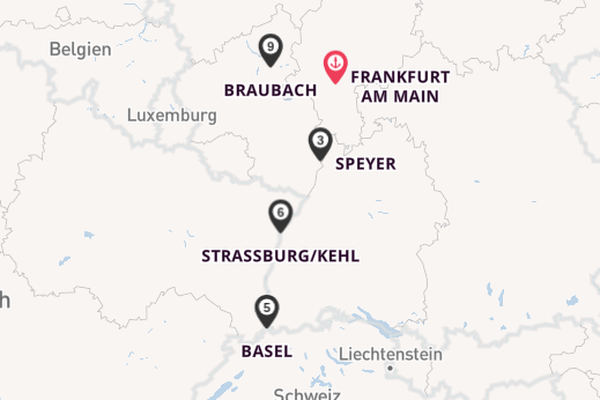Rhein ab Frankfurt am Main, Deutschland auf der Andrea