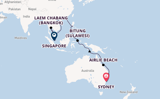 Southeast Asia from Sydney, Australia with the Queen Anne