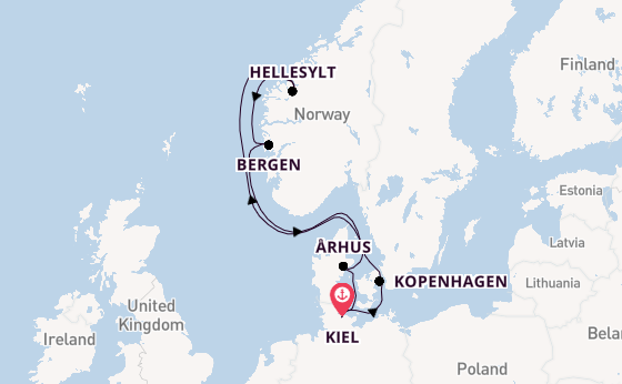 Noorwegen vanaf Kiel, Duitsland met de Costa Diadema