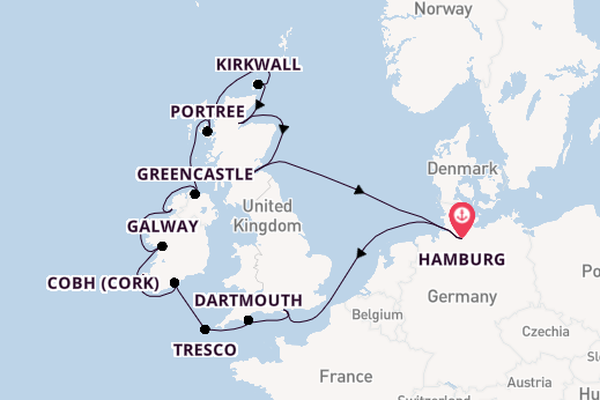 Britse Eilanden vanaf Hamburg, Duitsland met de MS EUROPA