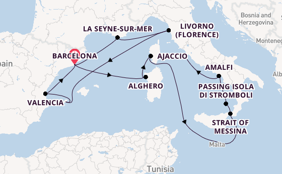 Western Mediterranean from Barcelona, Spain with the Queen Victoria