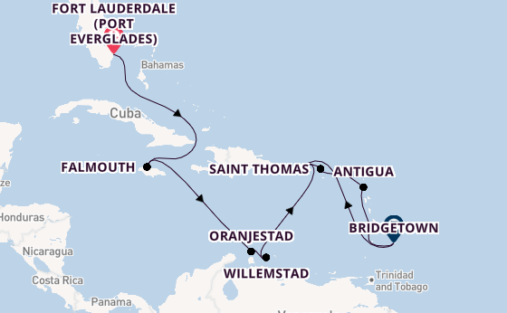 Caribbean from Fort Lauderdale (Port Everglades), Florida with the Emerald Princess