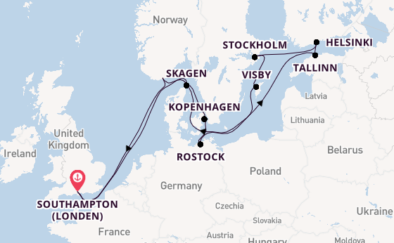 Engeland vanaf Southampton (Londen), Engeland met de Sky Princess