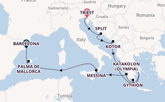 Middellandse Zee vanaf Triëst, Italië met de Allura