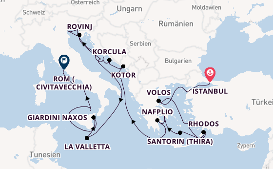 Mittelmeer ab Istanbul, Türkei auf der Seabourn Ovation