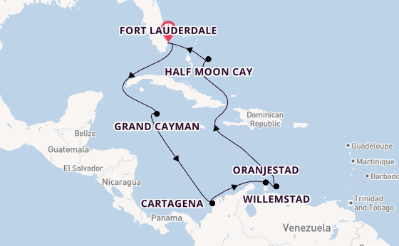Caribbean vanaf Fort Lauderdale, Verenigde Staten met de Oosterdam