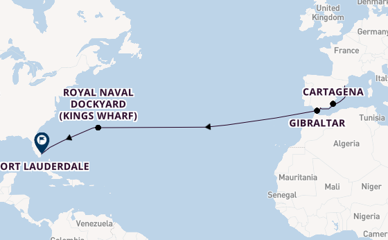 trans-Atlantisch vanaf Barcelona, Spanje met de Celebrity Eclipse
