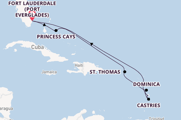 Caribbean from Fort Lauderdale (Port Everglades), Florida, USA with the Enchanted Princess