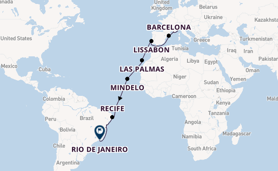 trans-Atlantisch vanaf Savona, Italië met de Costa Favolosa