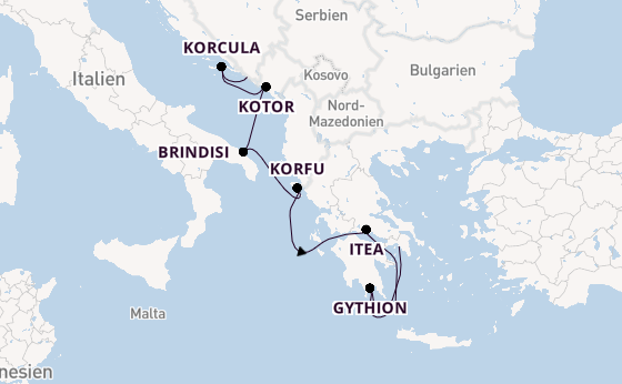 Östliches Mittelmeer ab Dubrovnik, Kroatien auf der Seabourn Ovation