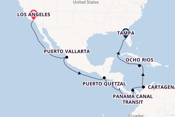 Midden-Amerika vanaf Los Angeles, Verenigde Staten met de Celebrity Summit