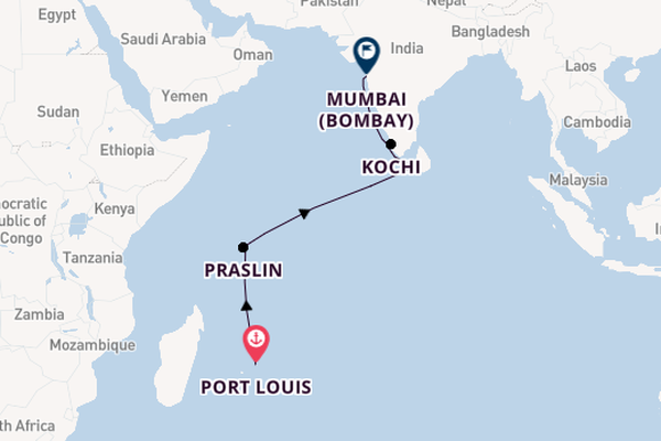 Indian Ocean from Port Louis, Mauritius with the Seven Seas Voyager