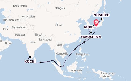 Japan from Kobe, Japan with the Silver Cloud