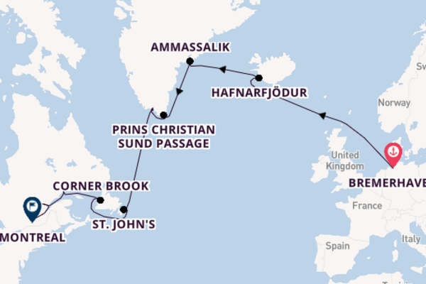 trans-Atlantisch vanaf Bremerhaven, Duitsland met de Amadea