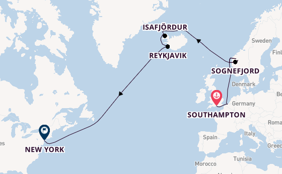 Transatlantic from Southampton, England with the Queen Mary 2