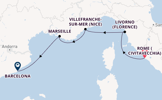 Western Mediterranean from Rome (Civitavecchia), Italy with the Viking Libra