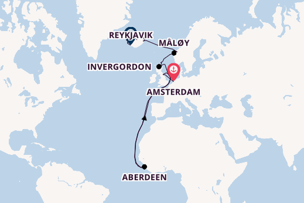 Arctica vanaf Amsterdam, Nederland met de Seven Seas Mariner