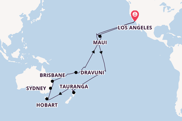 Transpacific from Los Angeles, California, USA with the Island Princess