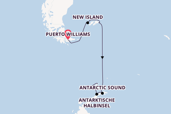 Südamerika ab Puerto Williams, Chile auf der Silver Endeavour