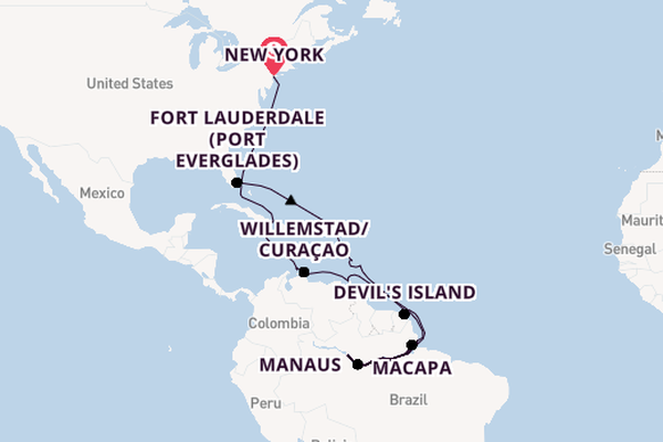 South America from New York, USA with the Volendam
