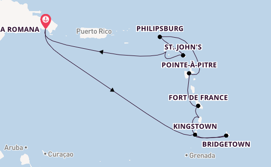 Karibik ab La Romana, Dominikanische Republik auf der Mein Schiff 4