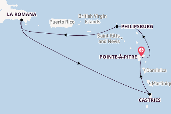 Caribbean vanaf Pointe-à-Pitre, Guadeloupe met de Costa Fascinosa