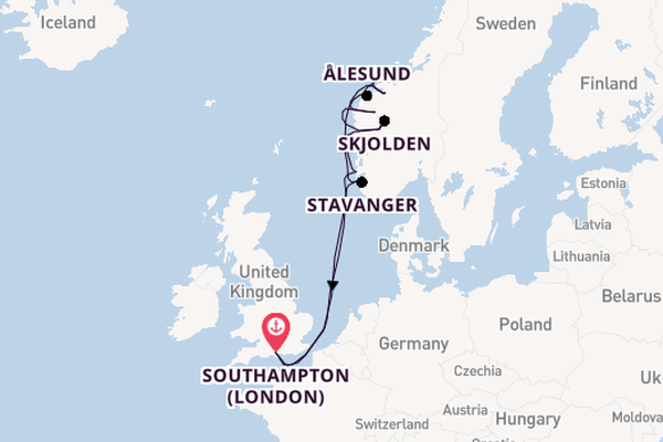 Norway from Southampton, England with the Arcadia