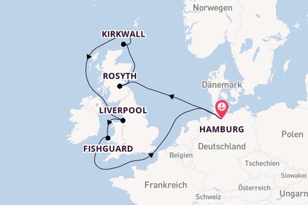 Vereinigtes Königreich ab Hamburg, Deutschland auf der HANSEATIC nature