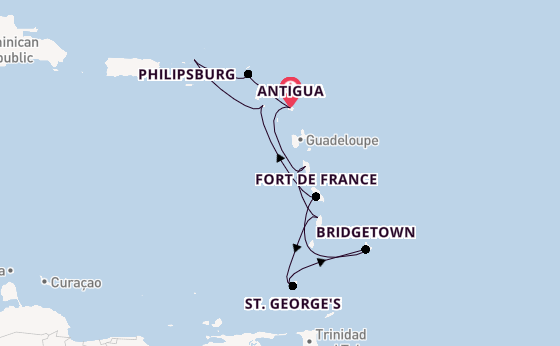 Southern Caribbean from Antigua, Antigua and Barbuda with the Arvia