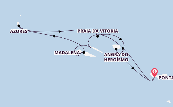 Portugal vanaf Ponta Delgada, Azoren, Portugal met de L'Austral