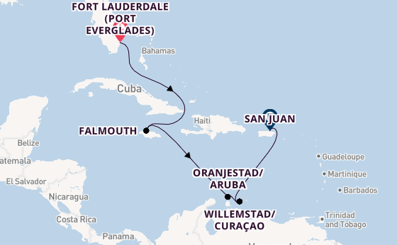 Caribbean from Fort Lauderdale (Port Everglades), Florida, USA with the Emerald Princess