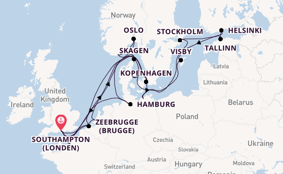Engeland vanaf Southampton (Londen), Engeland met de Sky Princess