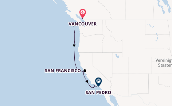 USA Westküste ab Vancouver, Kanada auf der Grand Princess