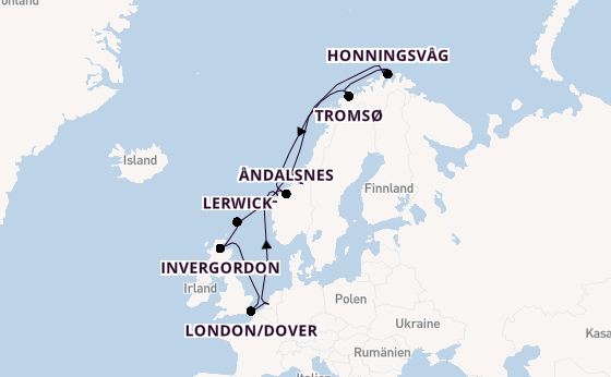 Norwegen ab Rotterdam, Niederlande auf der Nieuw Statendam
