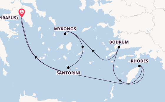 Eastern Mediterranean from Athens (Piraeus), Greece with the Scarlet Lady