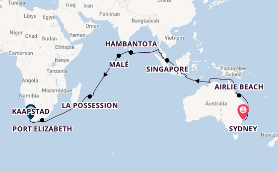 Zuidoost-Azië vanaf Sydney, Australië met de Volendam