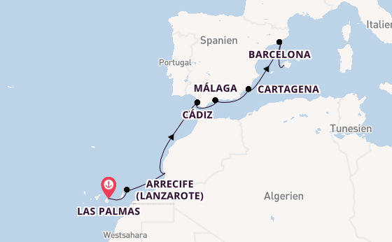 Westliches Mittelmeer ab Las Palmas, Gran Canaria auf der Mein Schiff 7