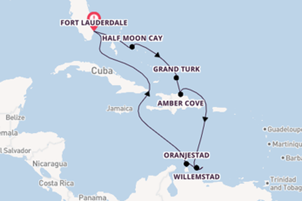 Caribbean vanaf Fort Lauderdale, Verenigde Staten met de Koningsdam