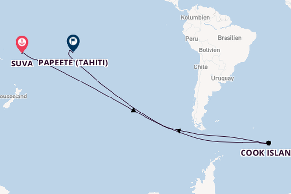 Polynesien ab Suva, Fiji auf der HANSEATIC spirit